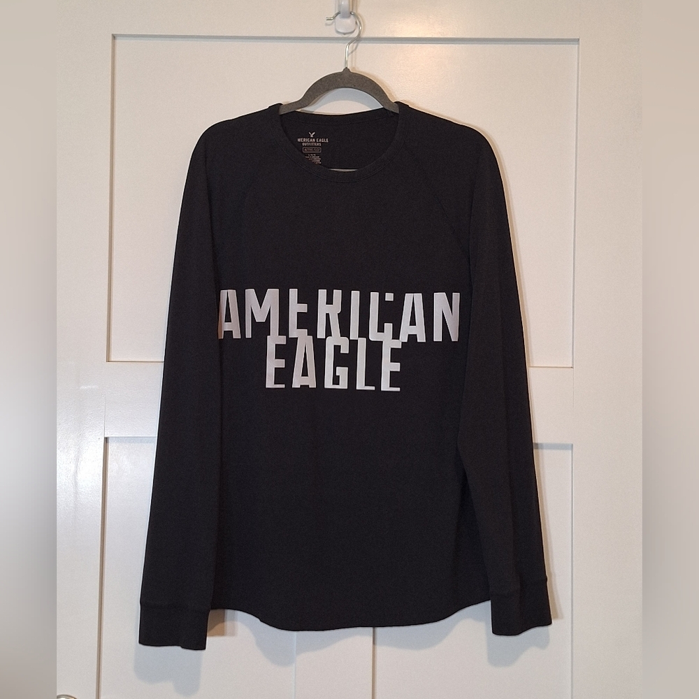 American Eagle Outfitters Active Flex Black Long Sleeve Tee Shirt Stretch Large